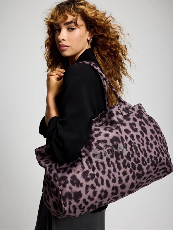 Soma Handbags - SOMA Divine  Leopard-Print Tote Bag - Grey Taupe